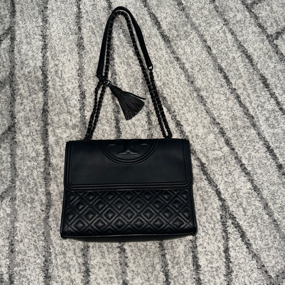 Black quilted Tory Burch handbag